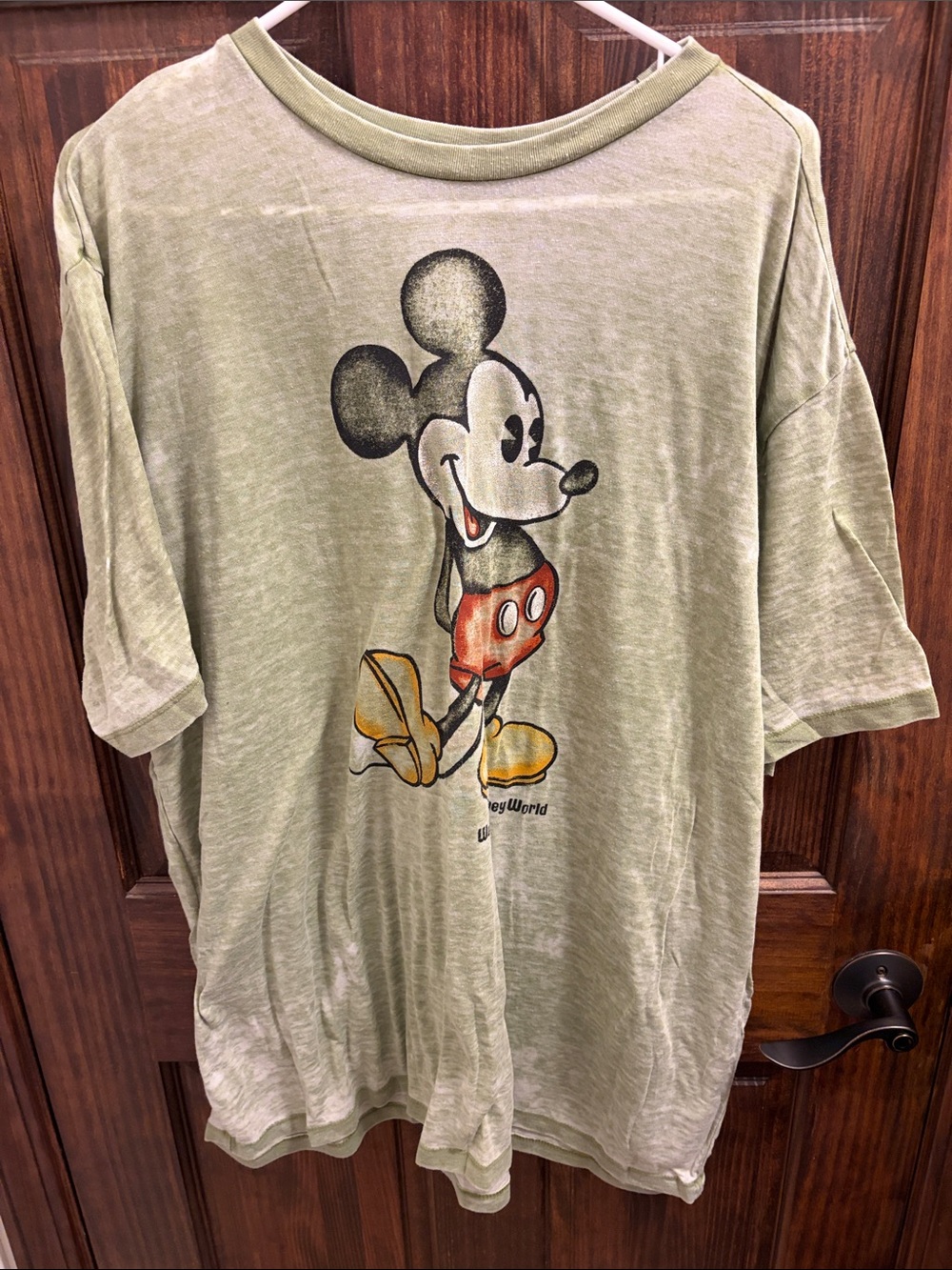 Olive Green Mickey Mouse Graphic Men's T‑Shirt